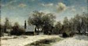 Vinterlandskap Med Gard by Olof Arborelius