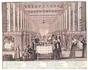 The Infirmary of the Sisters of Charity during a visit of Anne of Austria (1601-66) by Abraham Bosse