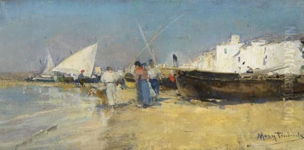 Pescadores Y Barcas En La Playa De Sitges - view 1