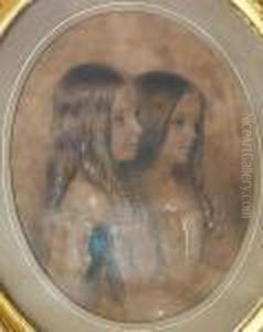 Portrait Of Mary Eleanor
Lauderdale, Countess Of Suffolk And Berkshire B.1847 And Mary Caroline,
Wife Of G.atkinson Clark, Both Daughters Of The Hon H.a.coventry by James Archer