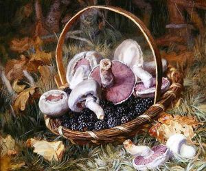 A Basket of Wild Mushrooms and Blackberries by Jabez Bligh