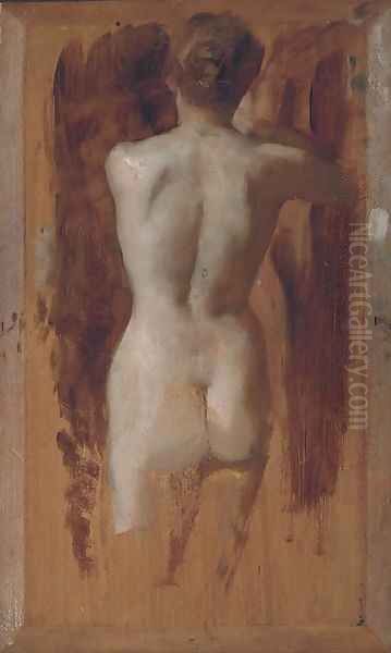 Pan serenading a reclining nude in a landscape - view 1