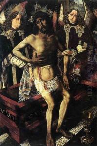 Christ at the Tomb Supported by Two Angels by Bartolome Bermejo