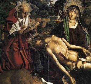 Pietà of Canon Luis Desplá (detail) 1490 by Bartolome Bermejo