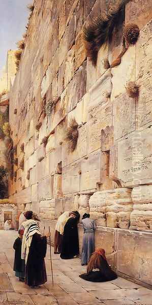 The Wailing Wall, Jerusalem by Gustave Bauernfeind