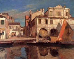 Kanalszene In Chioggia Mit Bragozzo