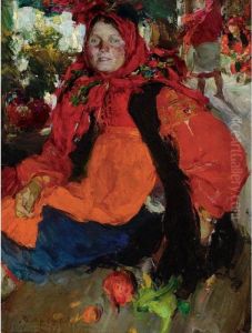 Portrait Of A Russian Peasant Girl by Abram Efimovich Arkhipov