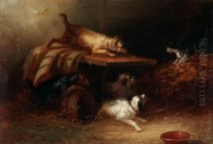 Dogs With Cat by George Armfield