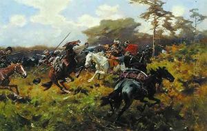 Battle against Tatars by Josef von Brandt