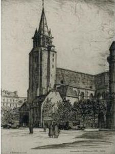 L'eglise Saint-germain-des-pres, Paris; 1926 by Caroline Helena Armington