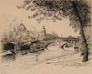 Le Pont Notre Dame, Paris by Caroline Helena Armington