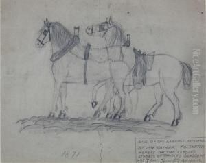 Cart Horses On A Cobbled Street by George Denholm Armour