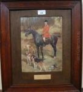 Portrait Of A Huntsman On Horse Back With Hounds by George Denholm Armour