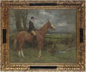 A Huntsman On A Chestnut Horse In An Extensive Landscape