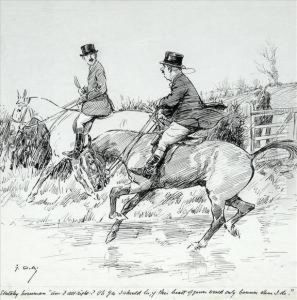 A Foxhuntingscene, Sketchy
Horseman Am I Alright?, Oh Yes I Should Be, If Thisbeast Of Yours Would
Only Bounce When I Do by George Denholm Armour