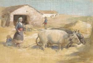 A Peasant Woman Driving Oxen
