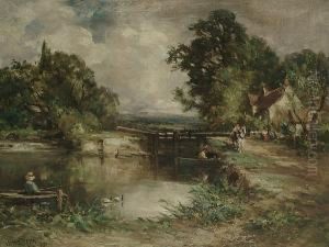 Figures By A Canal Lock by Francis Abel William Armstrong