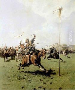 Lisowczycy (Strzelanie z luku) by Josef von Brandt