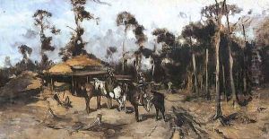 Dwaj jezdzcy w lesie by Josef von Brandt