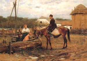 Rozmowa przy studni by Josef von Brandt