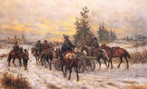 Pochód Szwedów do Kiejdan by Josef von Brandt