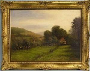 Westfalische Landschaft Mit Altem Bauerngehoft by Albert Arnz