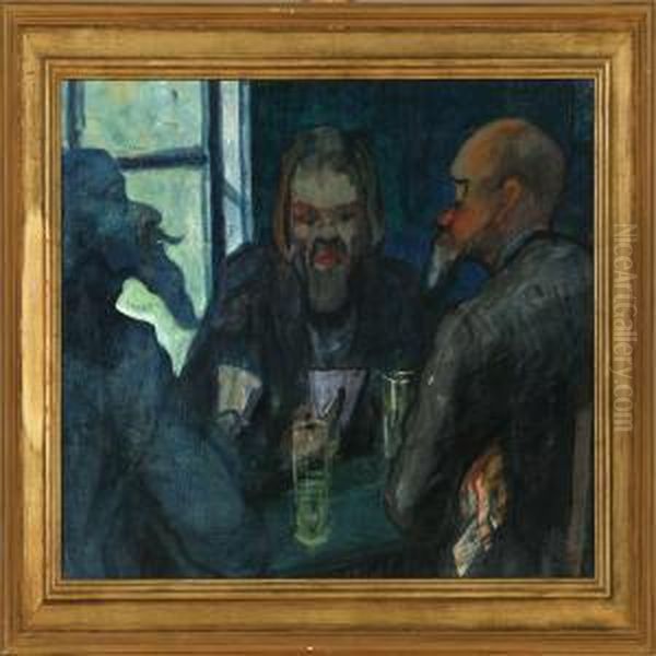 Three Men Playing Cards - The Cardsharper - view 1