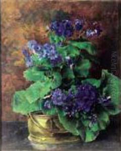 Fleurs Dans Une Jardiniere En Cuivre by Berthe Art