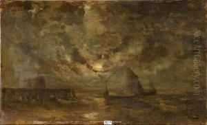 Marine Au Clair De Lune by Louis Artan De Saint-Martin