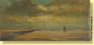 Voiliers Avec Brise-lames En Avant-plan by Louis Artan De Saint-Martin