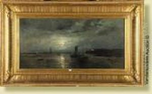 Marine Au Clair De Lune by Louis Artan De Saint-Martin