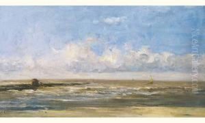 Marine Met Golfbreker by Louis Artan De Saint-Martin