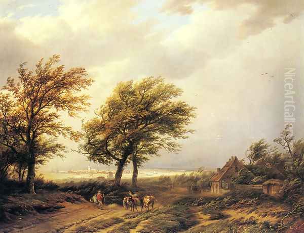Travellers in an Extensive Landscape with a Town Beyond - view 1
