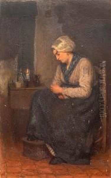 Woman Seated In A Candle Lit Interior - view 1