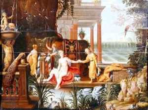 Bathsheba at the pool with her attendants by Hendrik van Balen