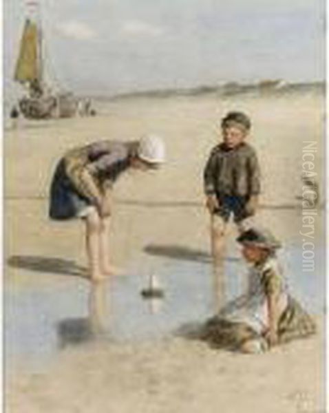 Children Playing On The Beach - view 1
