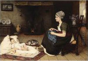 Resting By The Fire by David Adolf Constant Artz