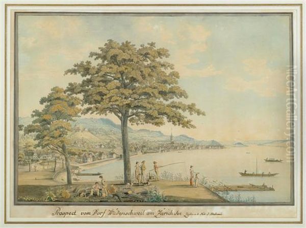 Prospect Vom Dorf Wadenschweil Am Zuricher See. Zeichn. N.d. Natur J. Aschman. - view 1