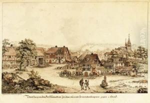 A View Of The Village Kusnacht by Johann Jakob Aschmann
