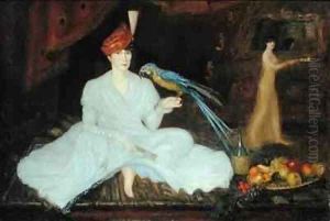 Woman with a Parrot by Georges Bottini