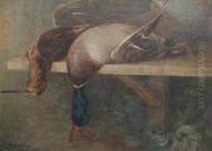A Duck And Snipe On A Shelf