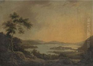 View Of Loch Lene, Lower Lake Killarney, With Old Muckross House Inthe Foreground by William Ashford
