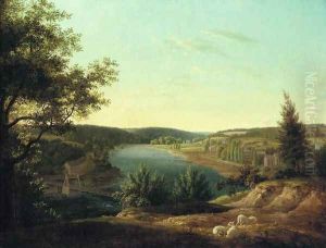 View of the Chain Bridge and Falls of Schuykill, Five Miles from Philadelphia by Thomas Birch