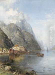Fjordlandschaft Mit Holzhauschen