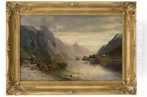 Fjord On The Westcoast With People 1891