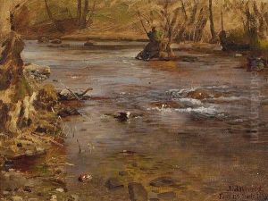 Studie Av Elvelandskap 1873