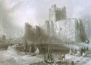 Carrickfergus Castle, County Antrim, Northern Ireland, from 'Scenery and Antiquities of Ireland by William Henry Bartlett