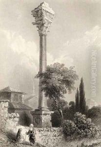 Column of Marcian, Istanbul, Turkey by William Henry Bartlett