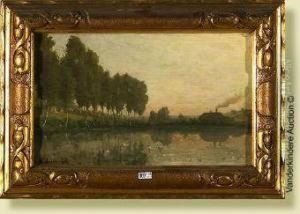 Paysage A L'etang by Alphonse Asselbergs