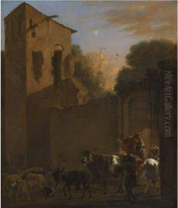 Travellers Leaving A Town by Jan Asselyn